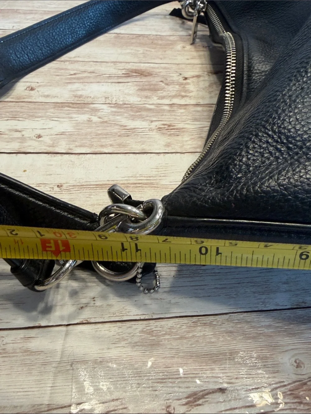 Coach Black Pebbled Leather Hobo Shoulder Bag with Silver Hardware